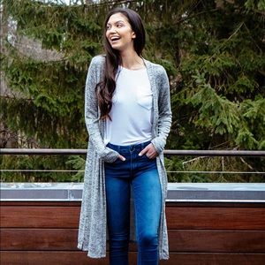 Hello Mello Long Sleeve Heather Knit Cardigan